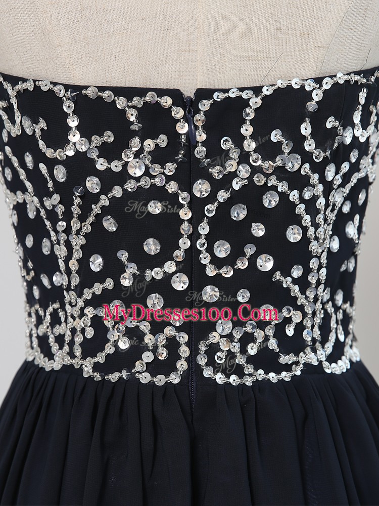 Free and Easy Black Sweetheart Neckline Beading Prom Party Dress Sleeveless Zipper