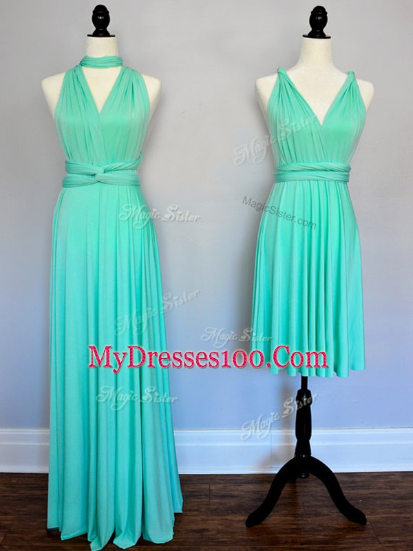 Discount Sleeveless Lace Up Floor Length Ruching Bridesmaid Dress