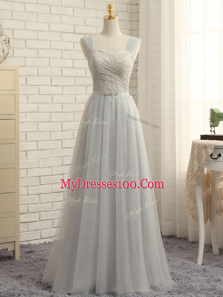 Sleeveless Sweep Train Lace Zipper Quinceanera Court of Honor Dress