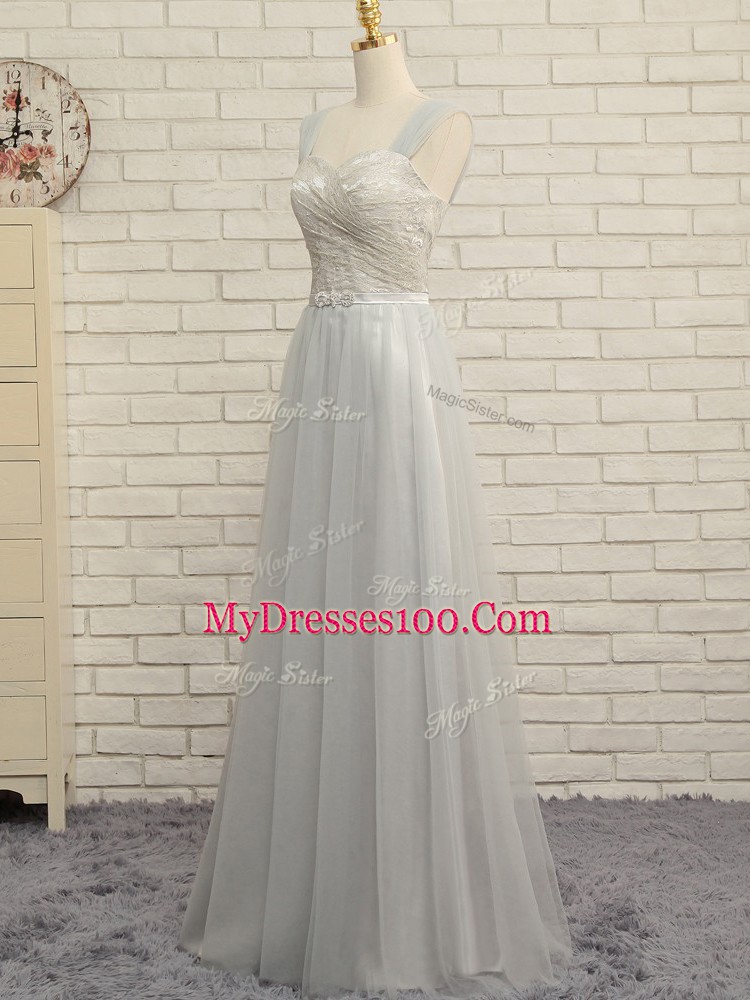 Sleeveless Sweep Train Lace Zipper Quinceanera Court of Honor Dress