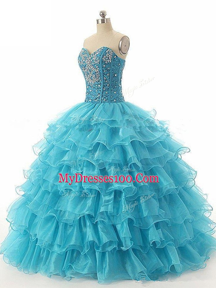Beading and Ruffled Layers Quinceanera Dress Red Lace Up Sleeveless Floor Length