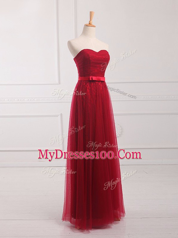 Attractive Tulle and Lace Sleeveless Floor Length Dama Dress and Belt
