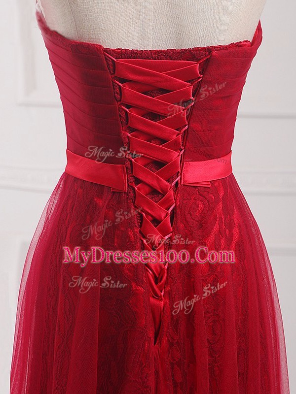 Attractive Tulle and Lace Sleeveless Floor Length Dama Dress and Belt