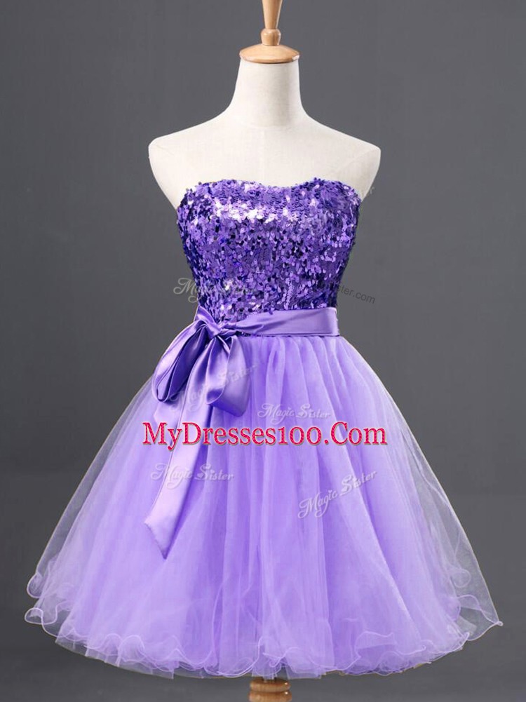 Lavender Prom Party Dress For with Sequins Sweetheart Sleeveless Zipper
