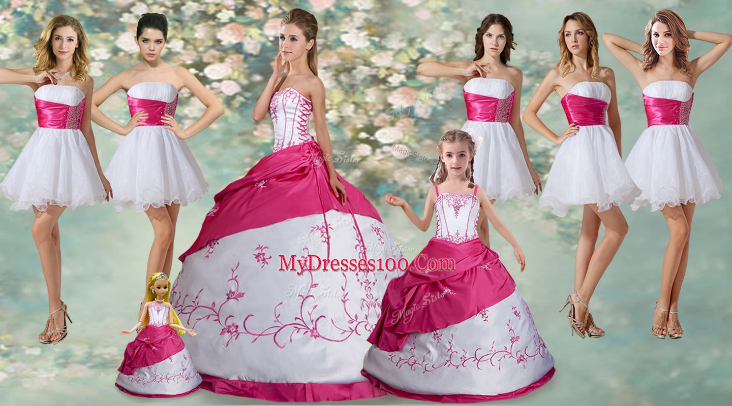 Edgy Embroidery and Pick Ups Vestidos de Quinceanera White Lace Up Sleeveless Floor Length