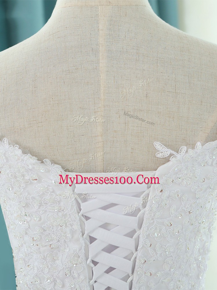 Trendy Sleeveless Lace and Appliques Lace Up Wedding Gowns