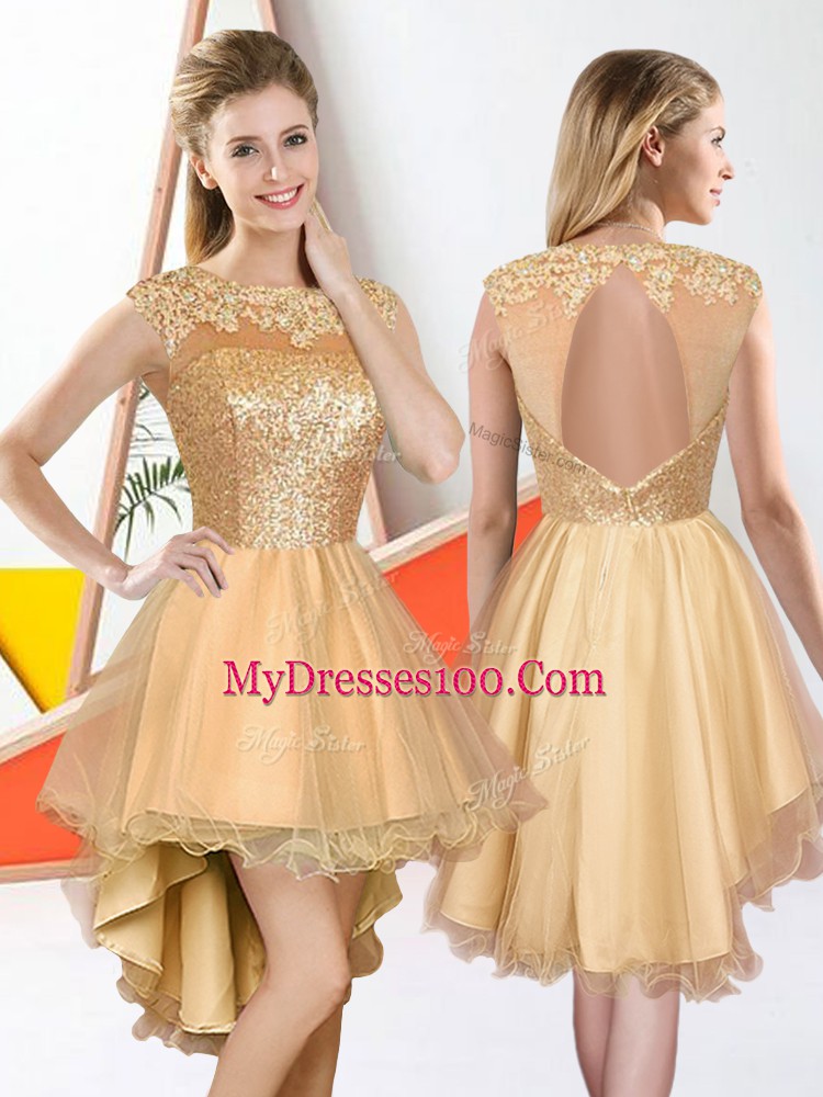 Custom Fit Sleeveless Beading and Lace Backless Court Dresses for Sweet 16