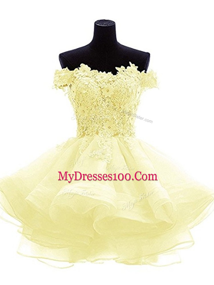 Beauteous Mini Length A-line Sleeveless Light Yellow Pageant Dresses Zipper