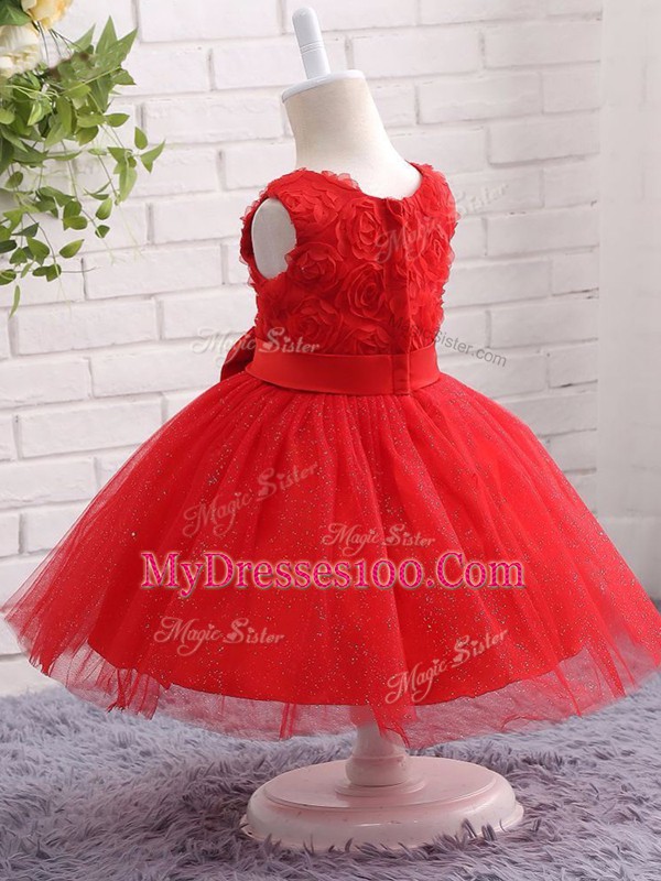 Most Popular Tulle Sleeveless Mini Length Kids Pageant Dress and Bowknot