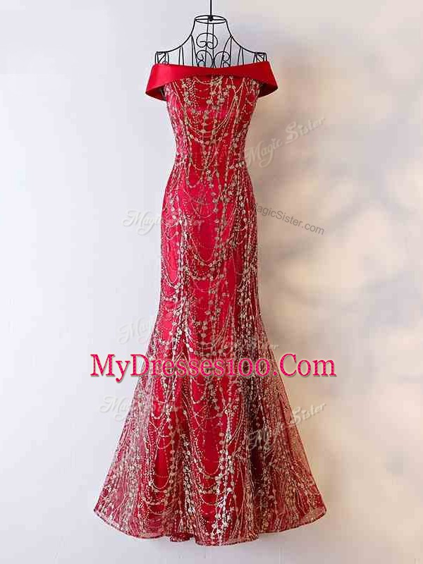 Sleeveless Lace Up Floor Length Beading Prom Gown