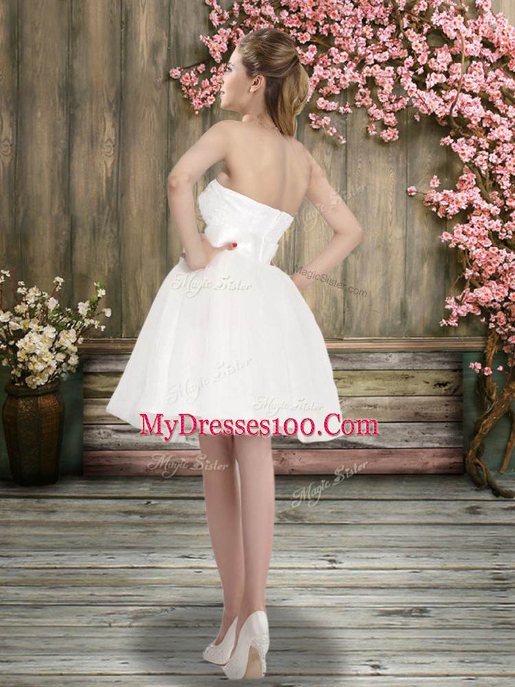 Ball Gowns Wedding Gown White Off The Shoulder Chiffon Sleeveless Knee Length Backless