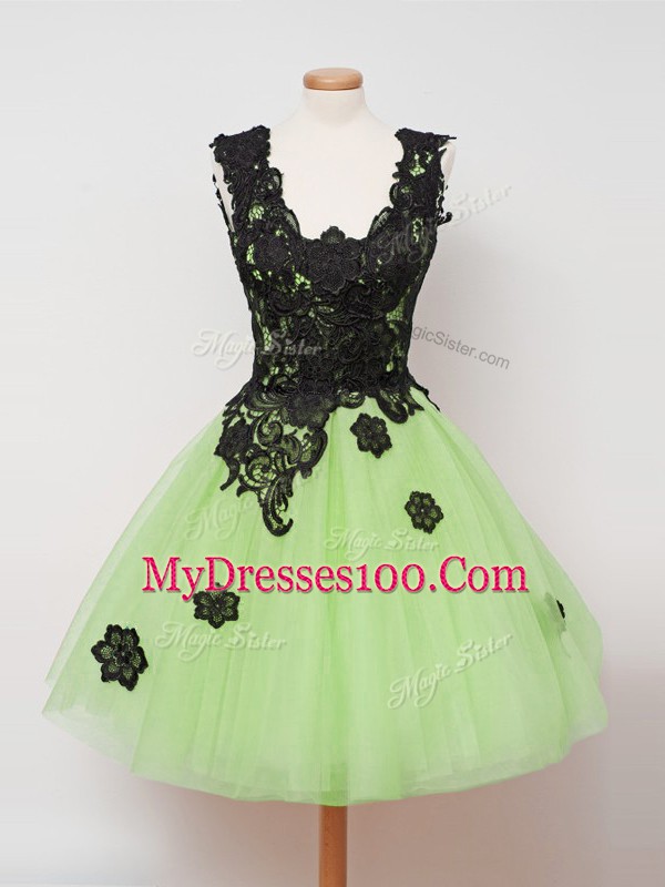 Sleeveless Appliques Zipper Vestidos de Damas