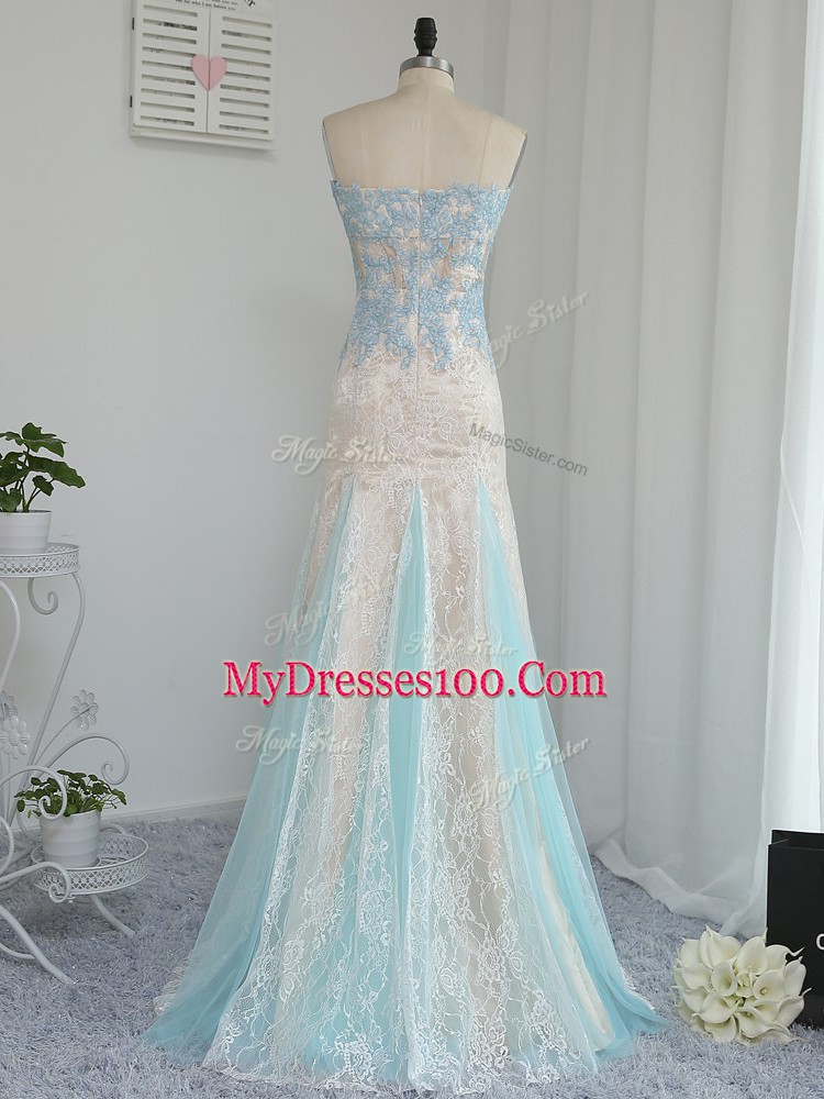 Classical Multi-color Sleeveless Floor Length Appliques Zipper Prom Party Dress