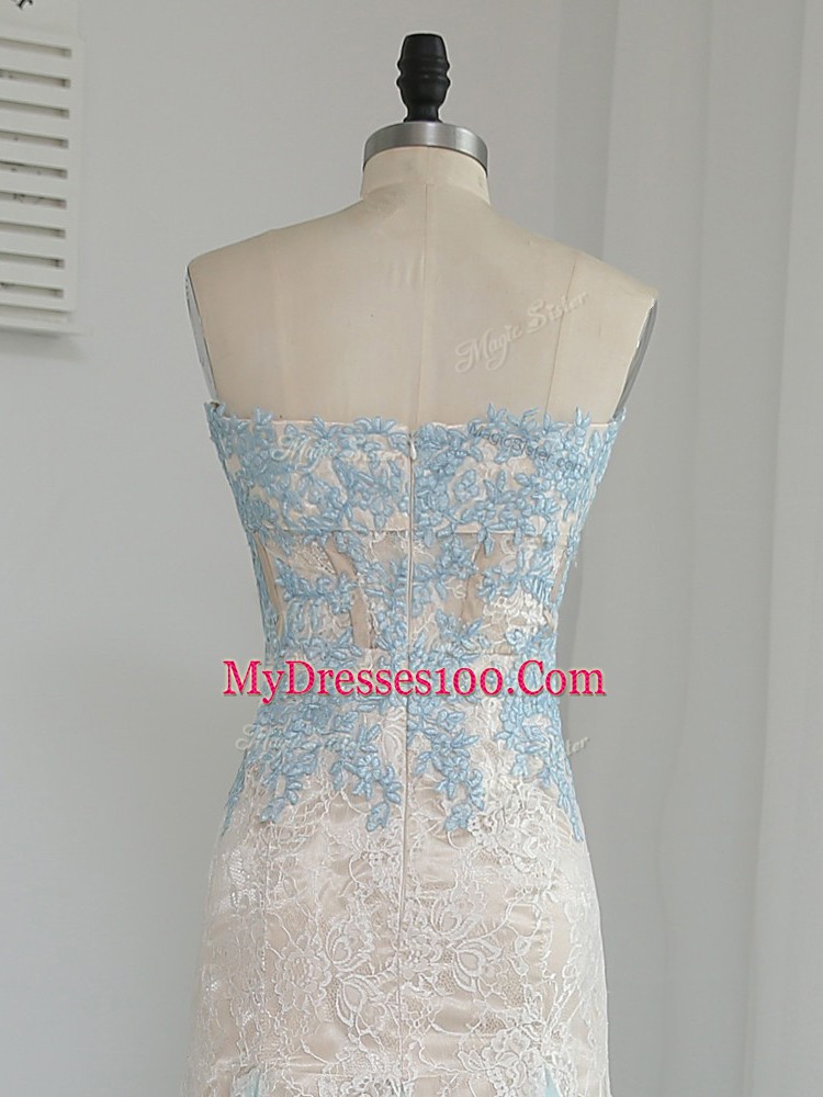 Classical Multi-color Sleeveless Floor Length Appliques Zipper Prom Party Dress