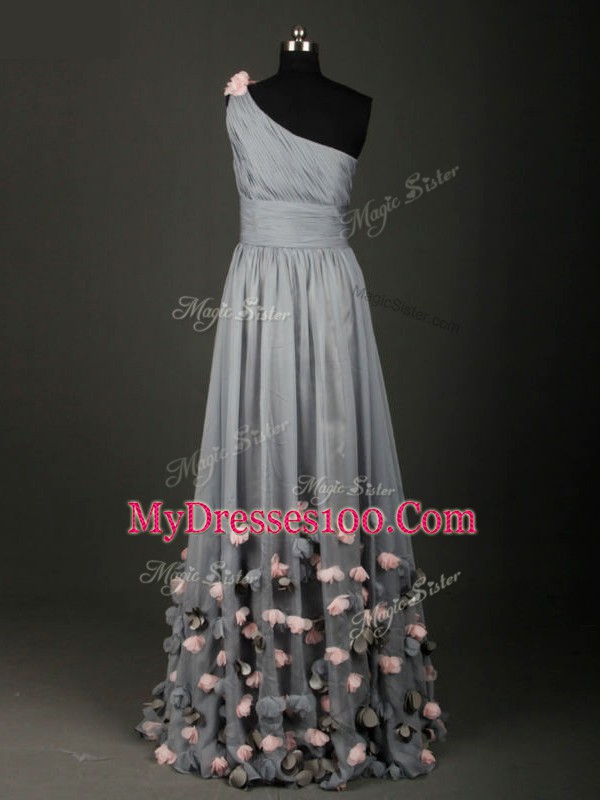 Fabulous Grey Sleeveless Chiffon Backless for Prom and Party and Sweet 16 and Beach