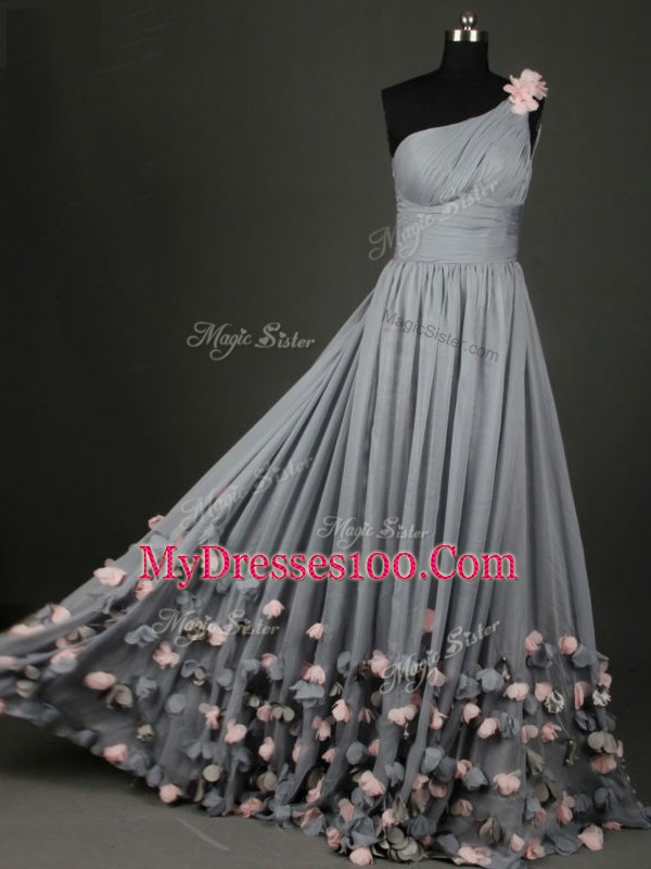 Fabulous Grey Sleeveless Chiffon Backless for Prom and Party and Sweet 16 and Beach