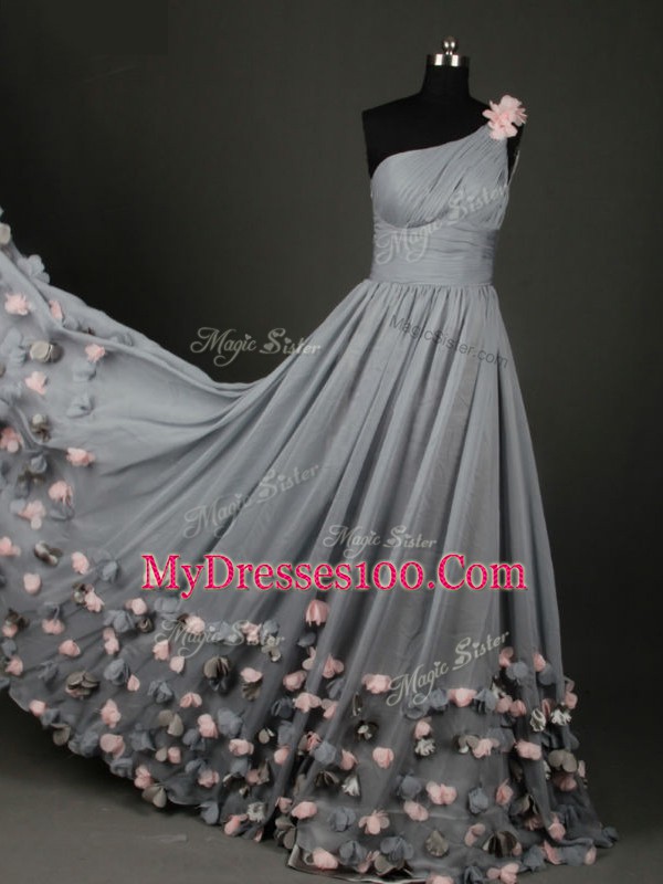 Fabulous Grey Sleeveless Chiffon Backless for Prom and Party and Sweet 16 and Beach
