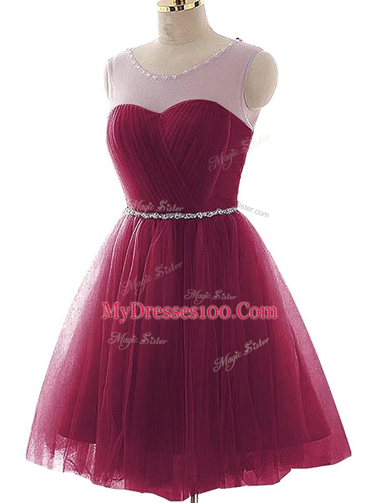 Artistic Sleeveless Lace Up Mini Length Beading and Ruffles Junior Homecoming Dress