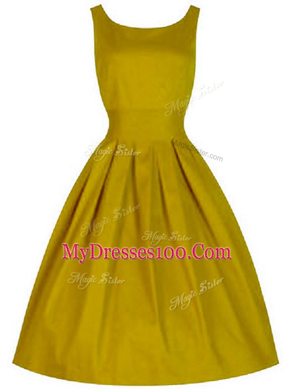 Knee Length Brown Court Dresses for Sweet 16 Scoop Sleeveless Lace Up
