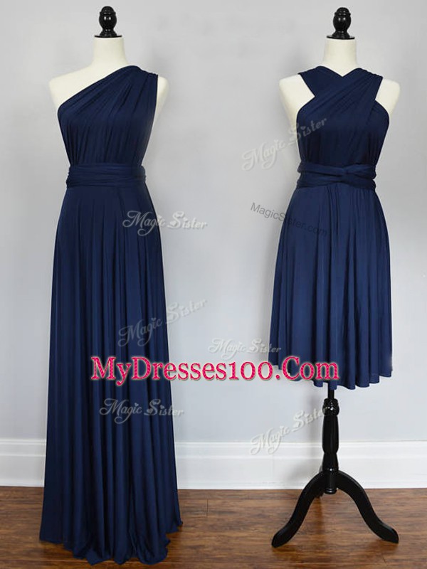Sleeveless Ruching Lace Up Bridesmaid Dress