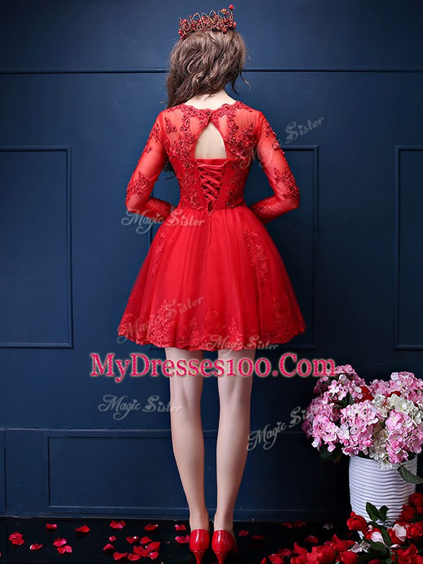 Pretty Gold A-line Beading and Lace and Appliques Quinceanera Court Dresses Lace Up Chiffon 3 4 Length Sleeve Mini Length
