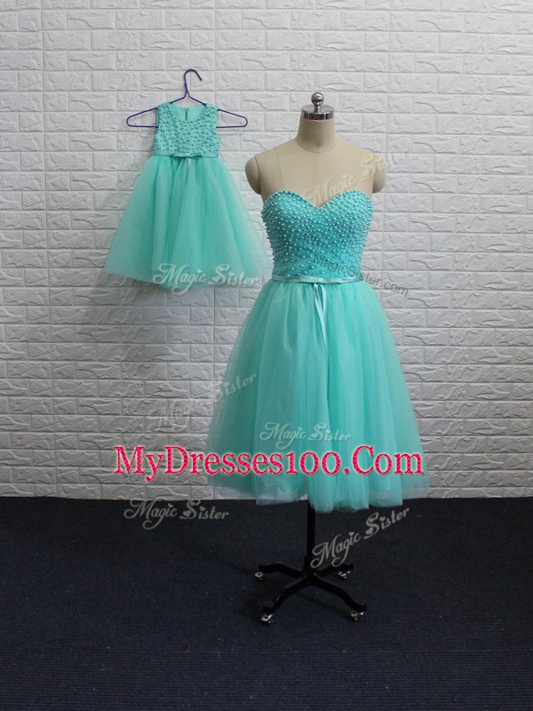 Mini Length Aqua Blue Homecoming Dress Sweetheart Sleeveless Lace Up