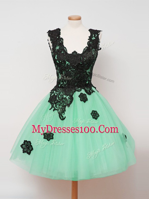 Luxury Turquoise Sleeveless Tulle Zipper Court Dresses for Sweet 16 for Prom and Party and Wedding Party