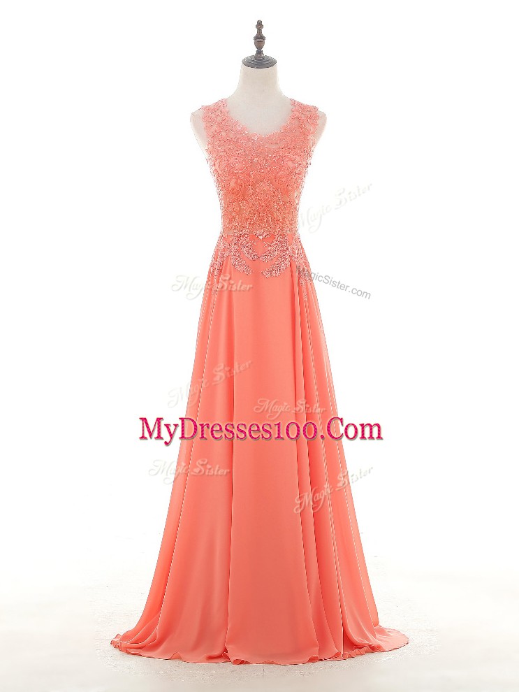 Sleeveless Zipper Floor Length Lace and Appliques