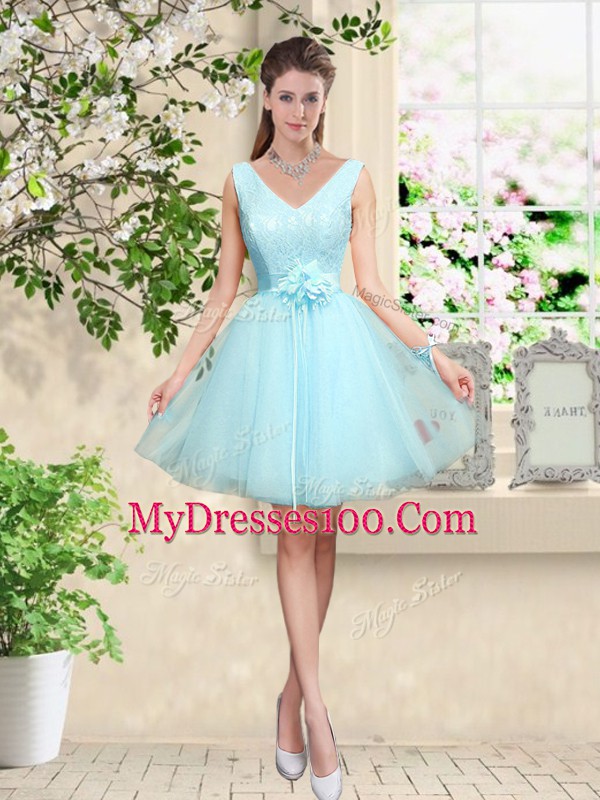 Sweetheart Sleeveless Tulle Bridesmaid Dress Lace and Belt Lace Up