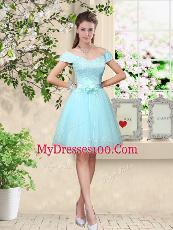 Sweetheart Sleeveless Tulle Bridesmaid Dress Lace and Belt Lace Up