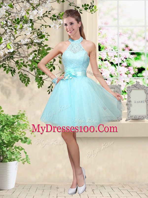 Sweetheart Sleeveless Tulle Bridesmaid Dress Lace and Belt Lace Up