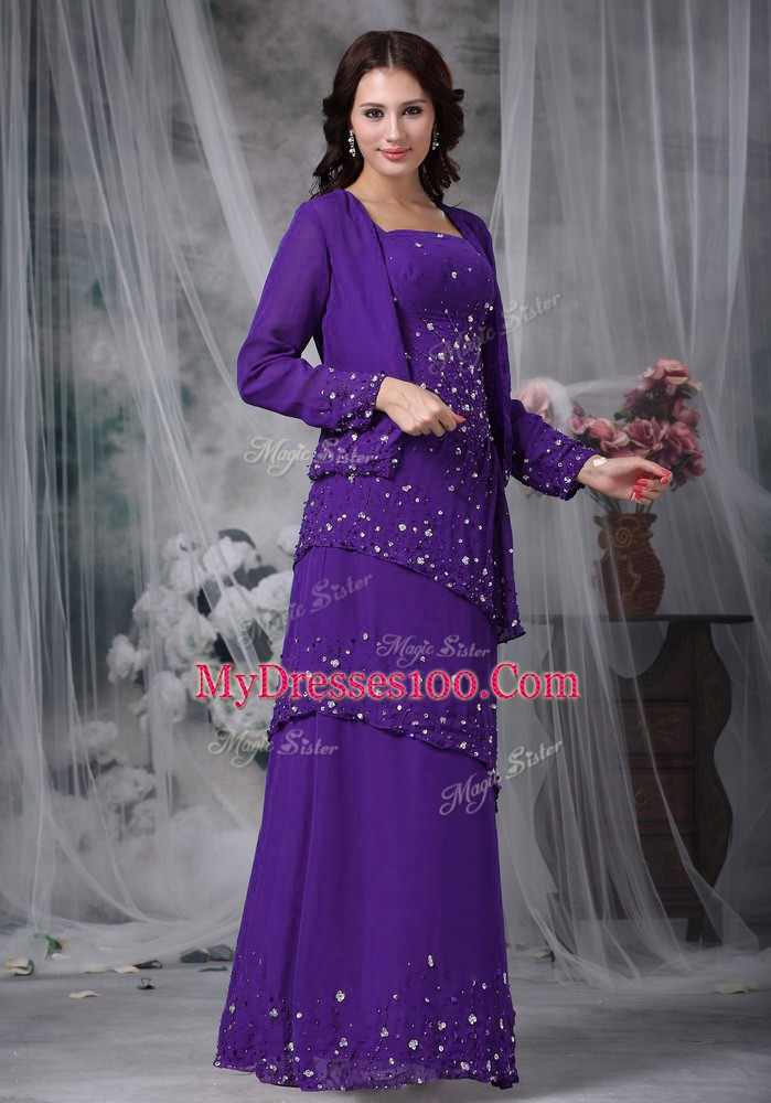 Modern Floor Length Eggplant Purple Mother Of The Bride Dress Straps Sleeveless Zipper
