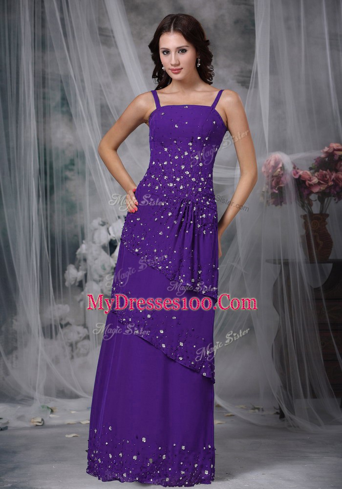 Modern Floor Length Eggplant Purple Mother Of The Bride Dress Straps Sleeveless Zipper