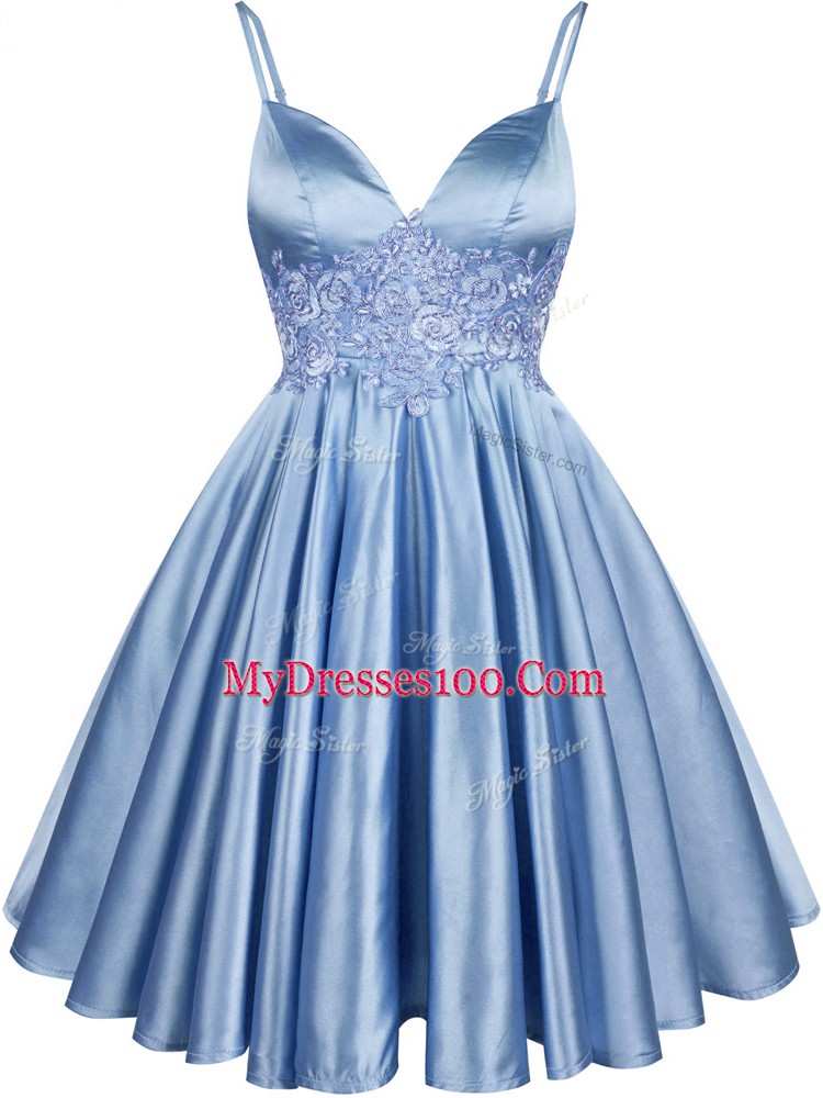 Super Sleeveless Lace Up Knee Length Lace Bridesmaid Gown