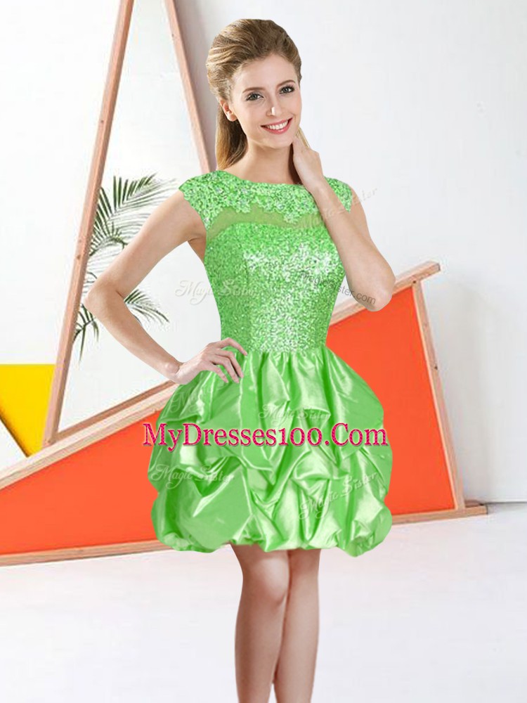 Trendy Backless Bateau Beading and Lace and Ruffles Bridesmaid Dress Taffeta Sleeveless