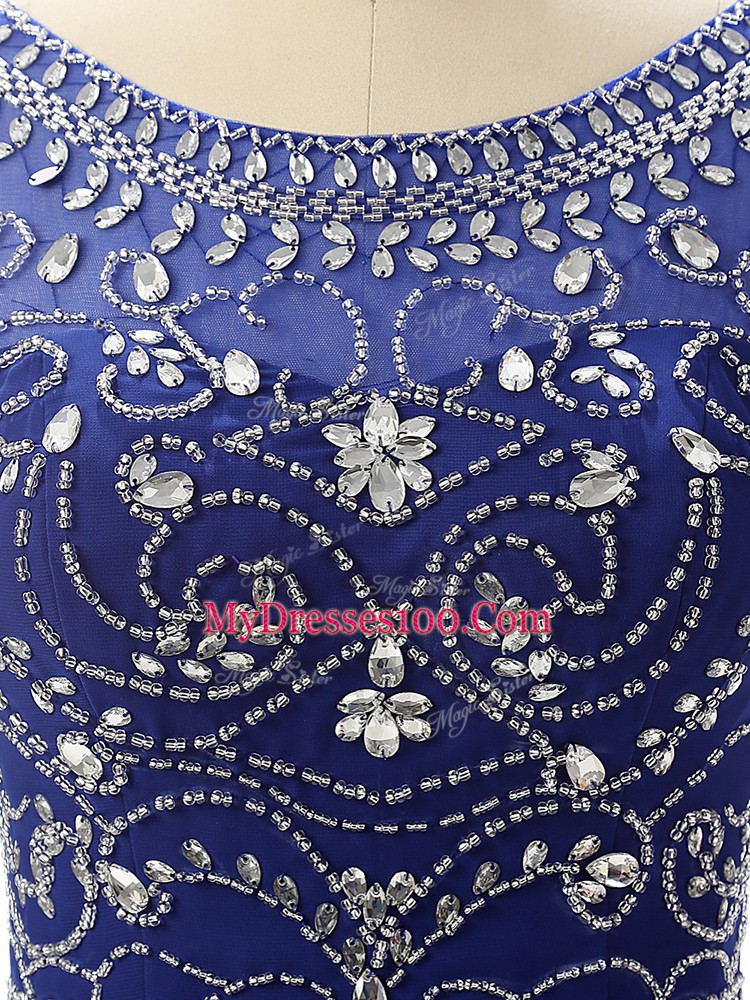 Floor Length Empire Sleeveless Royal Blue Prom Dress Zipper