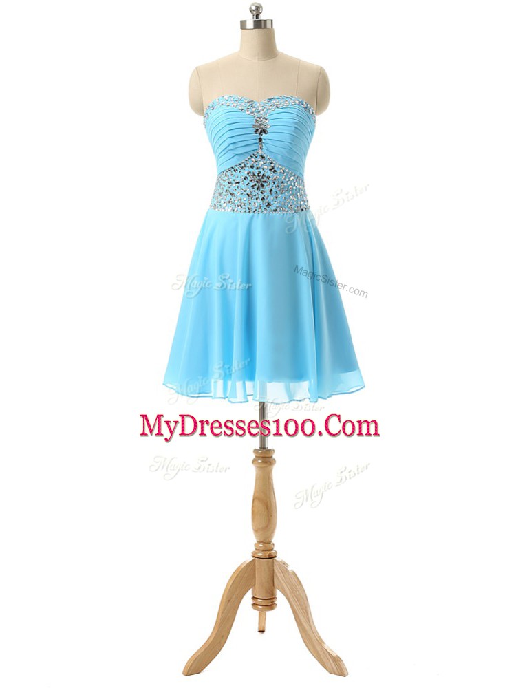 Sophisticated Mini Length Empire Sleeveless Baby Blue Lace Up