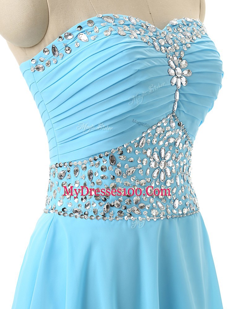 Sophisticated Mini Length Empire Sleeveless Baby Blue Lace Up