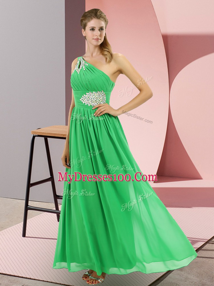 Shining Green Sleeveless Chiffon Lace Up Evening Dress