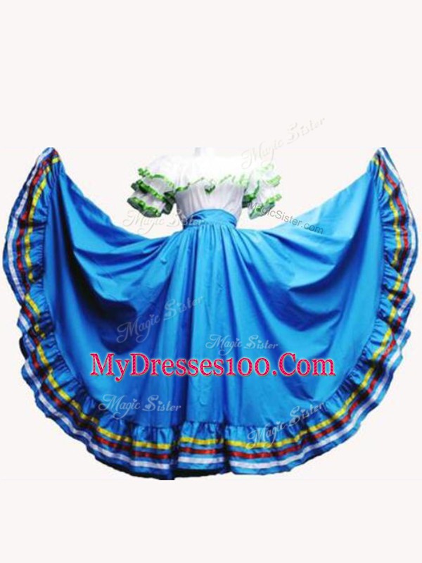 Baby Blue Taffeta Lace Up Quinceanera Dress Sleeveless Floor Length Ruffled Layers