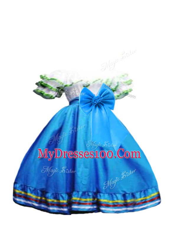 Baby Blue Taffeta Lace Up Quinceanera Dress Sleeveless Floor Length Ruffled Layers