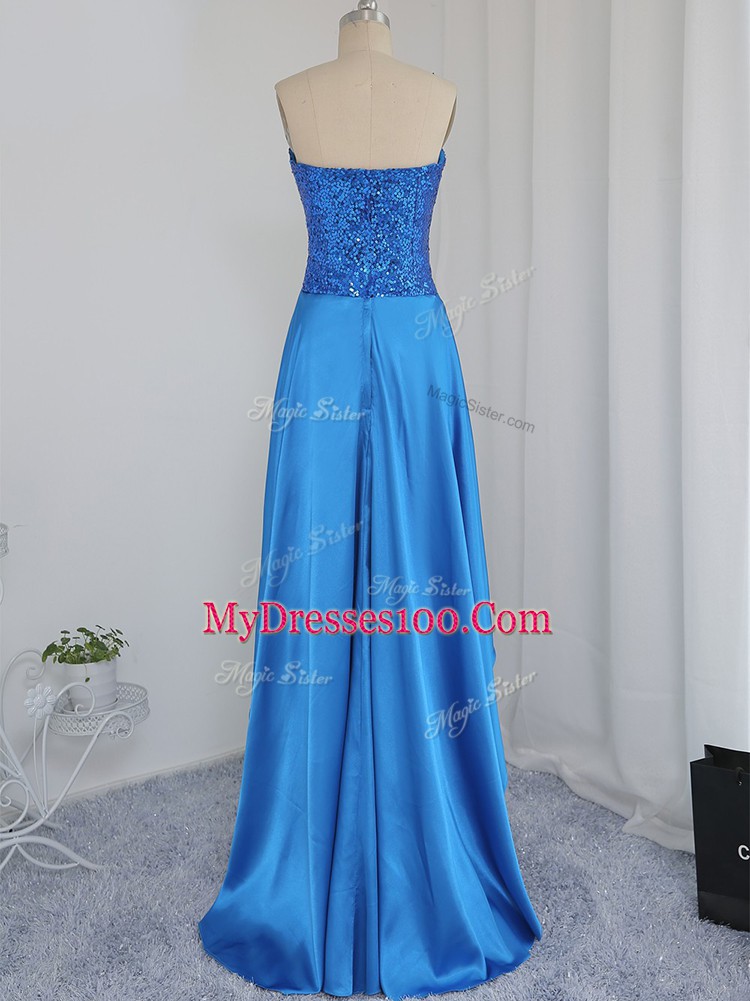 Dazzling Blue Sleeveless Beading High Low