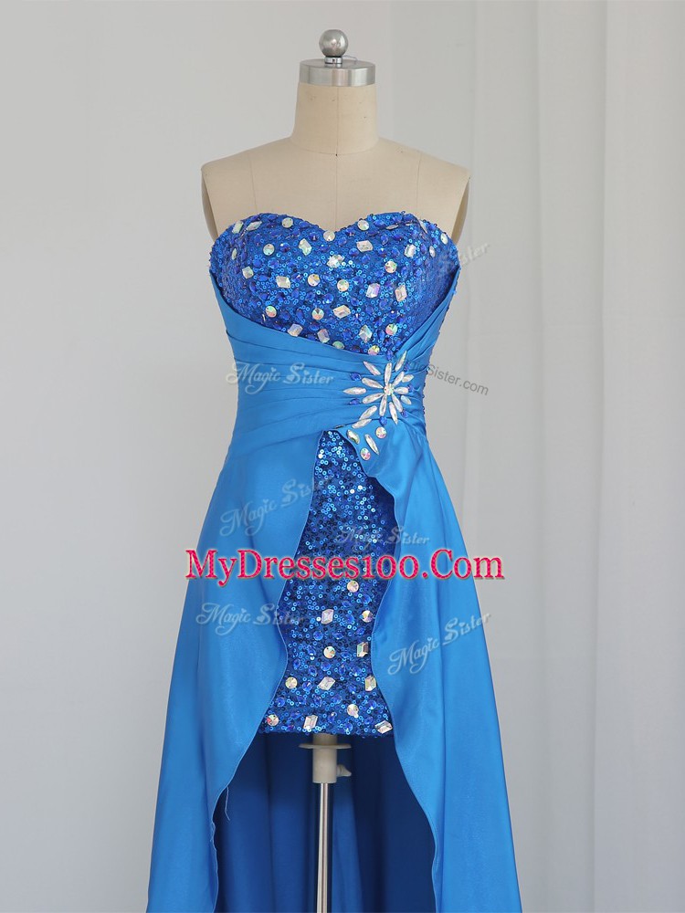 Dazzling Blue Sleeveless Beading High Low