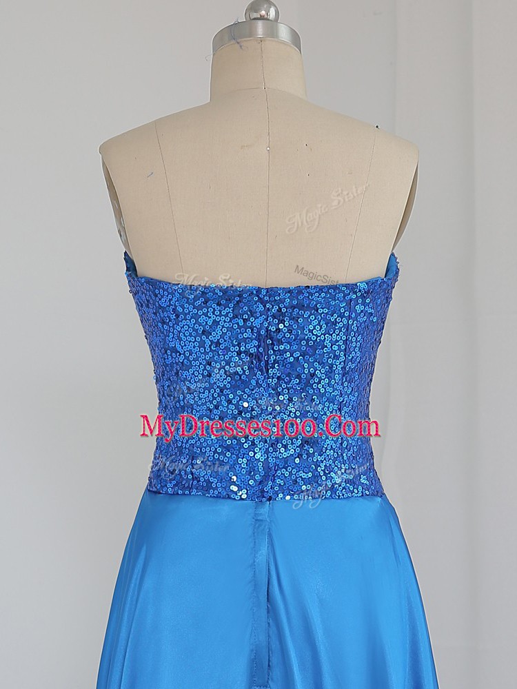 Dazzling Blue Sleeveless Beading High Low