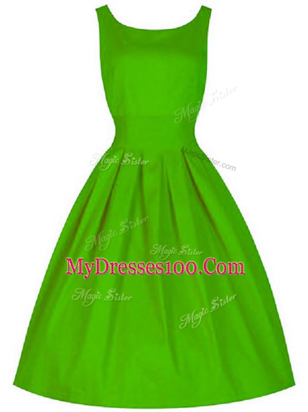 Stylish Taffeta Scoop Sleeveless Lace Up Ruching Dama Dress in