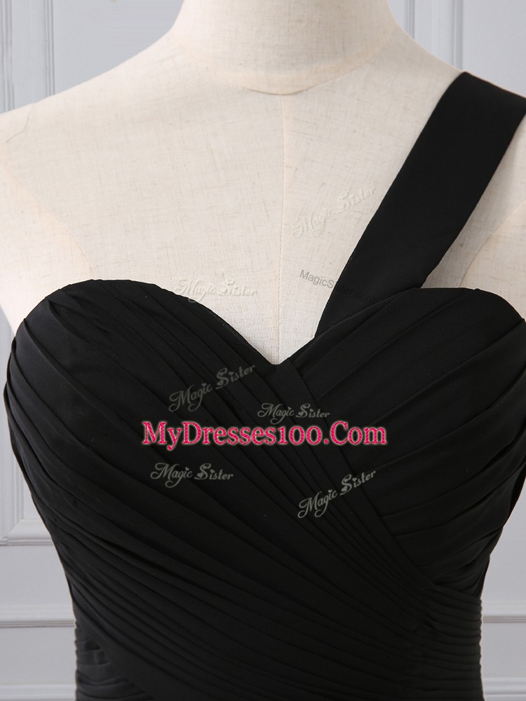 Sophisticated Aqua Blue Wedding Guest Dresses One Shoulder Sleeveless Brush Train Zipper