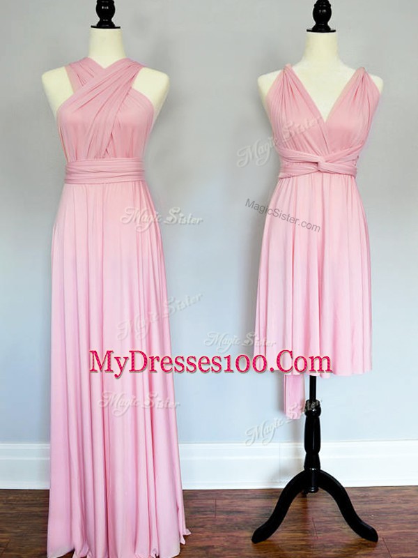Chiffon Sleeveless Floor Length Bridesmaid Dress and Ruching