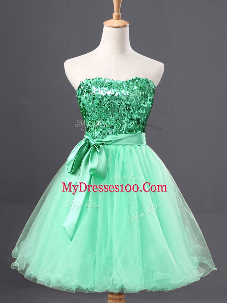 Fashion Apple Green Zipper Party Dress Wholesale Sequins Sleeveless Mini Length