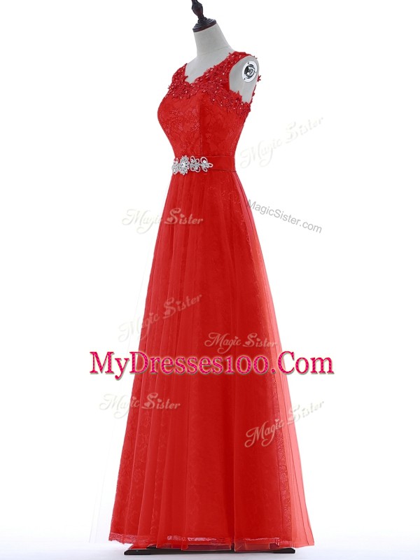 Sleeveless Beading and Lace Zipper Dress for Prom