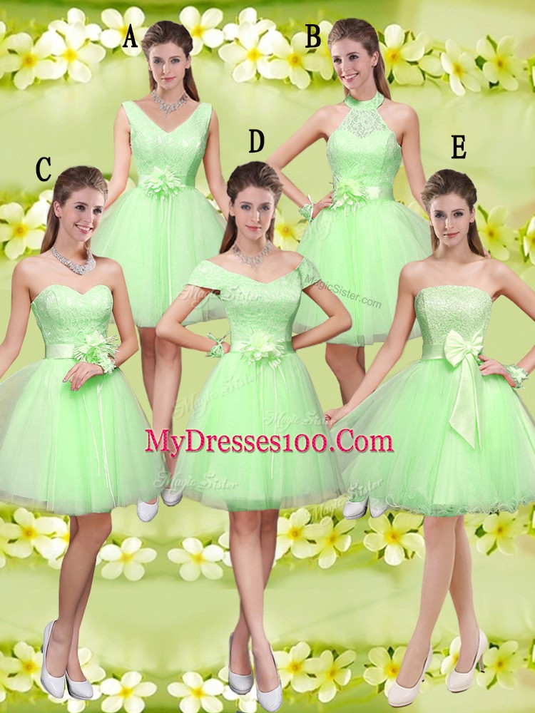Knee Length Bridesmaid Dress Sweetheart Sleeveless Lace Up